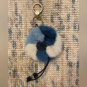Loro Piana Blue and White fur Keychain